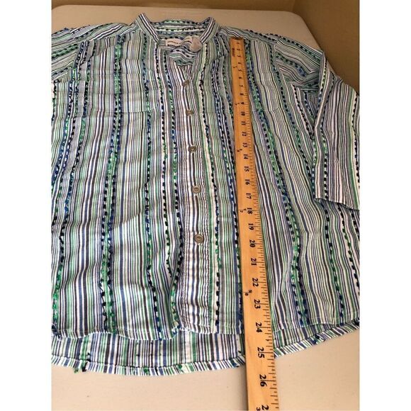 Alfred Dunner Button Up Blouse Green Striped Sz 18 - Picture 7 of 8